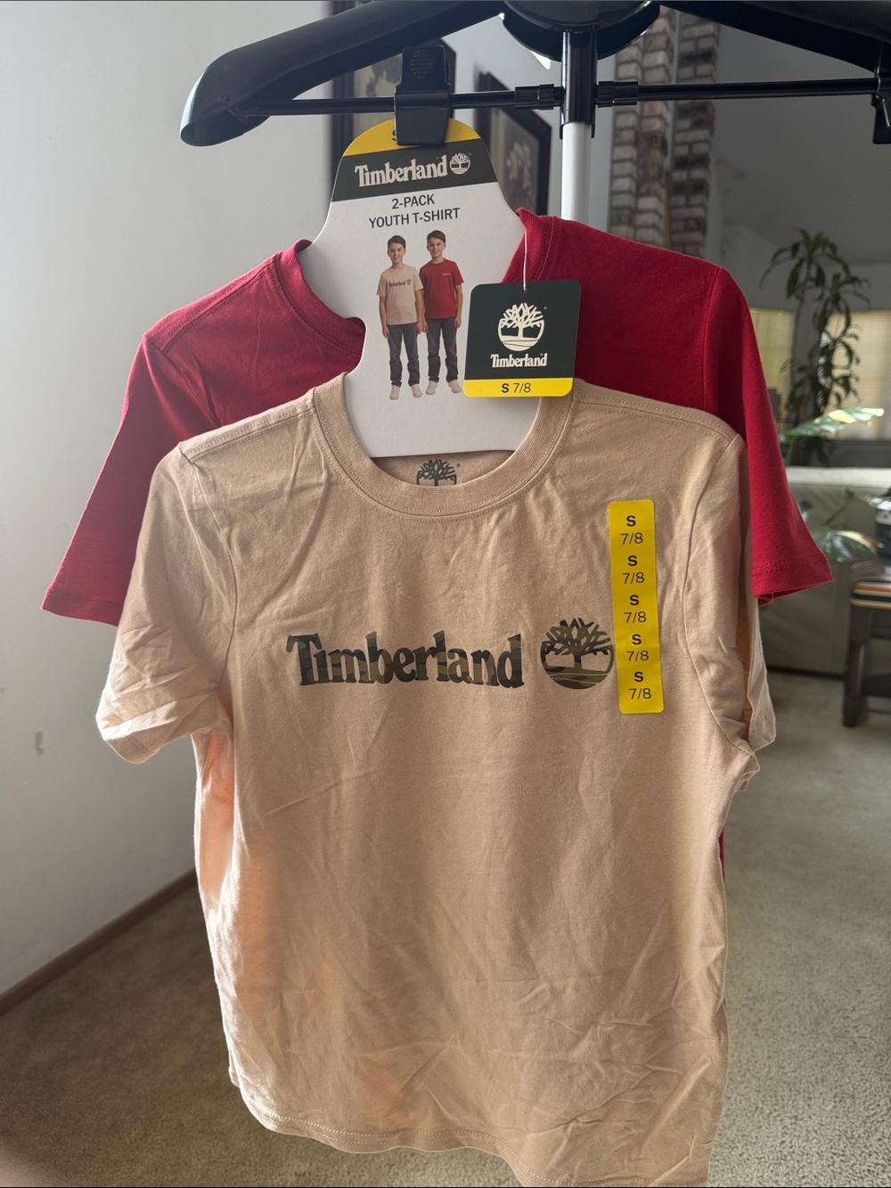 Timberland Royal Red and Beige Youth Logo T-Shirt 2-Pack
